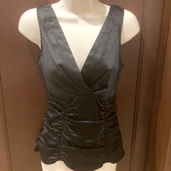 Nanette Lepore Tops - NANETTE LEPORE STRETCHY BLACK SILKY  ROUGHED TOP